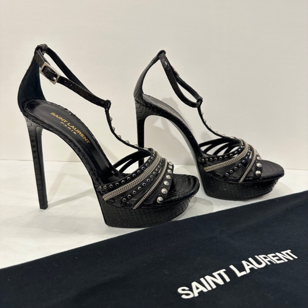 Saint Laurent Paris Exotic Python And Leather Bla… - image 3